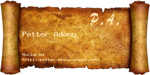 Petter Adony névjegykártya